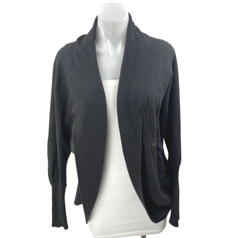 Aritzia Wilfred Women's Black Open Front Long Sleeve Knit Cardigan Sweater Top S